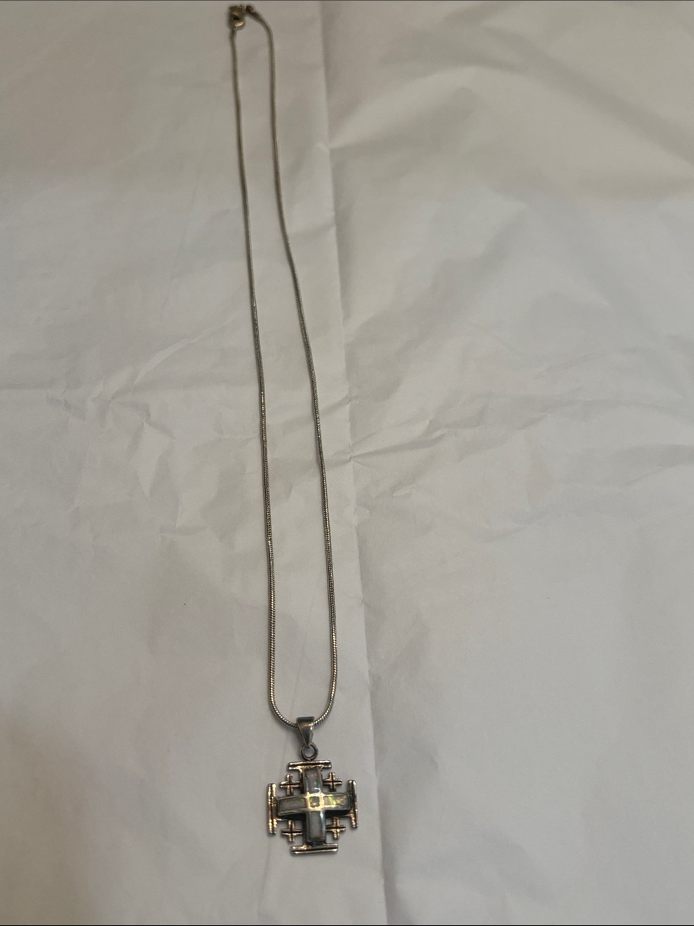 Jerusalem 9.25 Silver cross with inlay- Used
